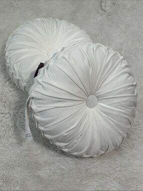 🥕 NWT Set of 2 Lush Decor 15” Round Velvet Throw Pillows